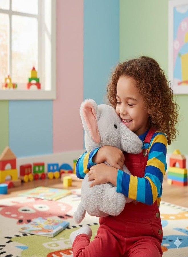 STRIDERS لعبة فيل قطيفة ناعمة من ستريدرز بأذنين ورديتين | حيوان محشو لطيف للأطفال | فيل محبب ومحبوب للبنات والأولاد | قطيفة ناعمة للعب - Image 5